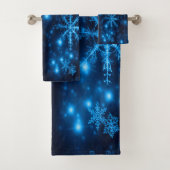 Deep Blue met Bright Snowflakes-doekset Bad Handdoek (Insitu)