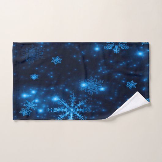 Deep Blue met Bright Snowflakes-doekset Bad Handdoek (Handdoek)