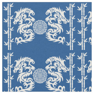 Deep Blue met Dragons en Bamboo Stof