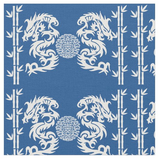 Deep Blue met Dragons en Bamboo Stof (Close Up)