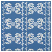 Deep Blue met Dragons en Bamboo Stof (Swatch)