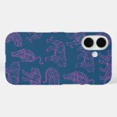 Deep Blue met roze tijgers Case-Mate iPhone Case (Achterkant (horizontaal))
