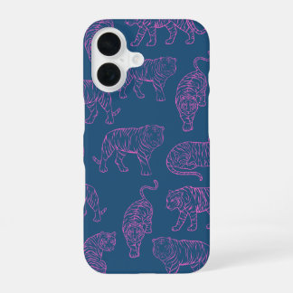 Deep Blue met roze tijgers iPhone 16 Hoesje