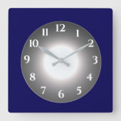 Deep Blue met verlicht zilvergrijs centrum Vierkante Klok (Voorkant)