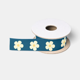Deep Blue met witte madeliefjes Gifts, Crafting Satijnen Lint