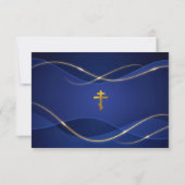 Deep Blue Metallic Gold Orthodox Christian Baptism Bedankkaart (Achterkant)