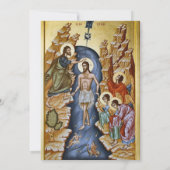 Deep Blue Metallic Gold Orthodox Christian Baptism Kaart (Achterkant)