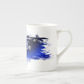 Deep Blue Metallic Paint Stroke Voeg naam toe Porselein Kop (Rechts)