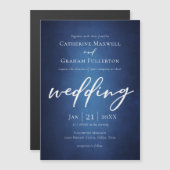 Deep Blue Minimalistische Typografie Lakeside Brui Magnetische Uitnodiging (Voorkant / Achterkant)