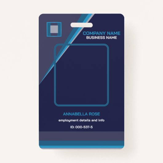 Deep Blue Modern Business ID Badge (Voorkant)