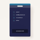 Deep Blue Modern Business ID Badge (Achterkant)