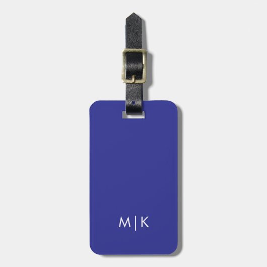 Deep Blue | Modern monogram Bagagelabel (Voorkant verticaal)