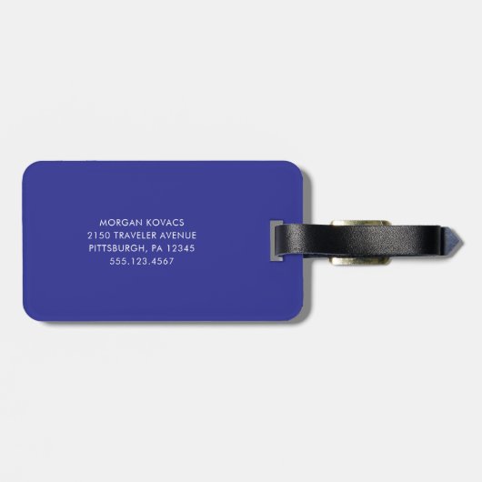 Deep Blue | Modern monogram Bagagelabel (Achterkant horizontaal)