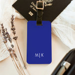 Deep Blue | Modern monogram Bagagelabel<br><div class="desc">Dit moderne bagagelabels ontwerp heeft een heldere,  diepblauwe achtergrond,  met uw initialen in vetgedrukte witte tekst voor een look die eenvoudig en kleurrijk is,  maar toch professioneel.</div>