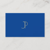 Deep Blue Modern Monogram Elegant Professional Visitekaartje (Voorkant)