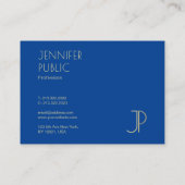 Deep Blue Modern Monogram Elegant Sjabloon Luxe Visitekaartje (Achterkant)