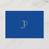 Deep Blue Modern Monogram Elegant Sjabloon Luxe Visitekaartje (Voorkant)