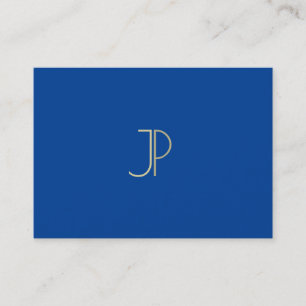 Deep Blue Modern Monogram Elegant Sjabloon Luxe Visitekaartje