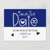 Deep Blue Moderne Typografie Save The Date Wedding Aankondigingskaart (Voorkant)