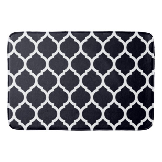 Deep Blue Moroccan Quatrefoil Pattern Badmat (Voorkant)