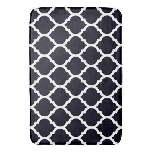 Deep Blue Moroccan Quatrefoil Pattern Badmat (Voorkant Verticaal)