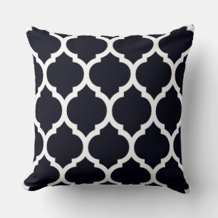 Deep Blue Moroccan rooster Quatrefoil Pattern Kussen
