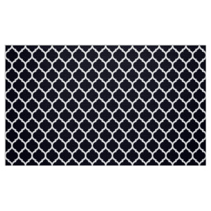 Deep Blue Moroccan rooster Quatrefoil Pattern Stof