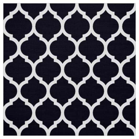 Deep Blue Moroccan rooster Quatrefoil Pattern Stof (Swatch)