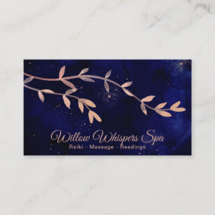 *~* Deep Blue Night Sky Botanical Willow Branch Visitekaartje