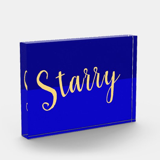 Deep Blue Night Sky Elegant Warm "Starry" Script Fotoblokken (Links)