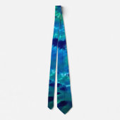 Deep Blue Ocean-Boho Tie Dye Folk Art Abstract Stropdas (Achterkant)