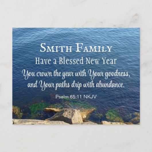 Deep Blue Ocean Foto Christelijk Nieuwjaar Bijbels Briefkaart (Voorkant)