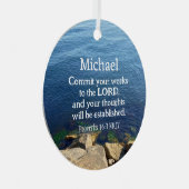 Deep Blue Ocean Foto Christelijk Nieuwjaar Bijbels Metalen Ornament (Voorkant Rechts)