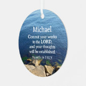 Deep Blue Ocean Foto Christelijk Nieuwjaar Bijbels Metalen Ornament (Voorkant links)