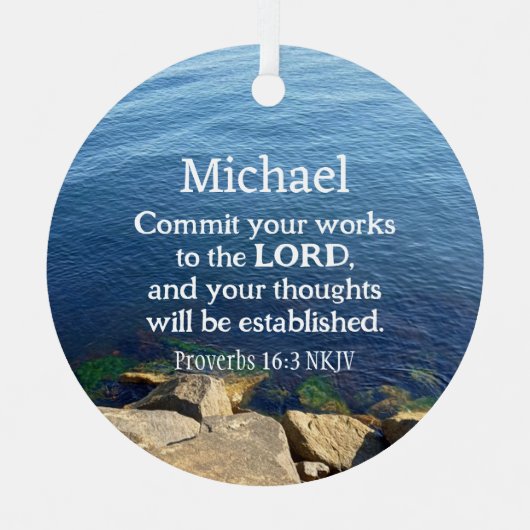 Deep Blue Ocean Foto Christelijk Nieuwjaar Bijbels Metalen Ornament (Voorkant)