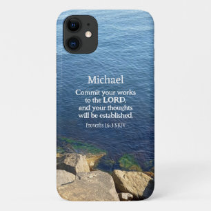 Deep Blue Ocean Foto Christelijke Bijbelvers Naam Case-Mate iPhone Case