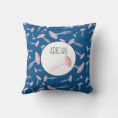 Deep Blue Ocean Jellyfish Patroon Aangepaste naam Kussen (Achterkant)