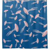 Deep Blue Ocean Jellyfish Patroon Douchegordijn (Voorkant)