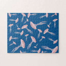 Deep Blue Ocean Jellyfish Patroon Legpuzzel