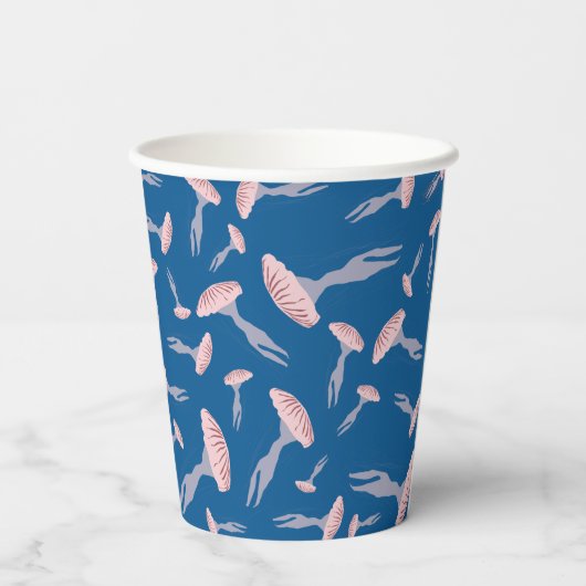 Deep Blue Ocean Jellyfish Patroon Papieren Bekers (Achterkant)