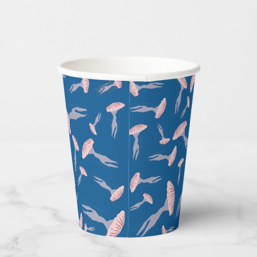 Deep Blue Ocean Jellyfish Patroon Papieren Bekers (Rechts)