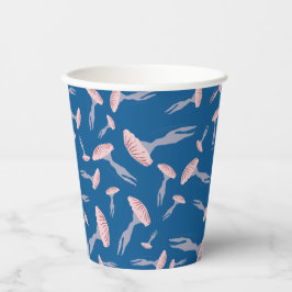 Deep Blue Ocean Jellyfish Patroon Papieren Bekers