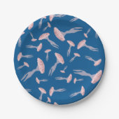 Deep Blue Ocean Jellyfish Patroon Papieren Bordje (Voorkant)