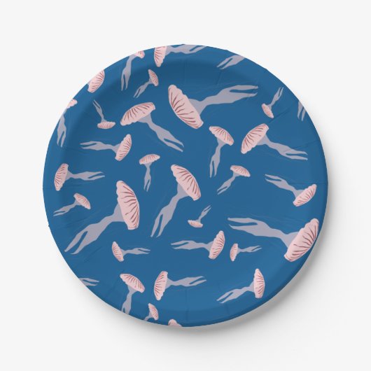 Deep Blue Ocean Jellyfish Patroon Papieren Bordje (Voorkant)