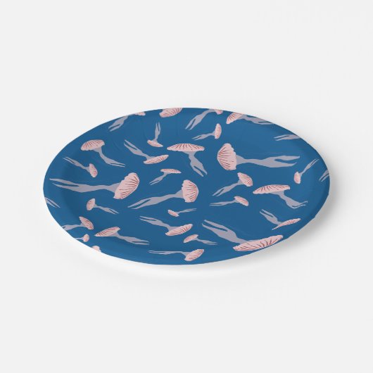 Deep Blue Ocean Jellyfish Patroon Papieren Bordje (Gekanteld)