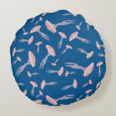 Deep Blue Ocean Jellyfish Patroon Rond Kussen (Achterkant)