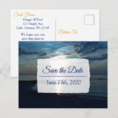 Deep Blue Ocean Sunset Save the Date Briefkaart (Voorkant / Achterkant)