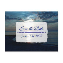 Deep Blue Ocean Sunset Save the Date