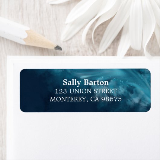 Deep Blue Ocean Wave Wedding Etiket (Insitu)