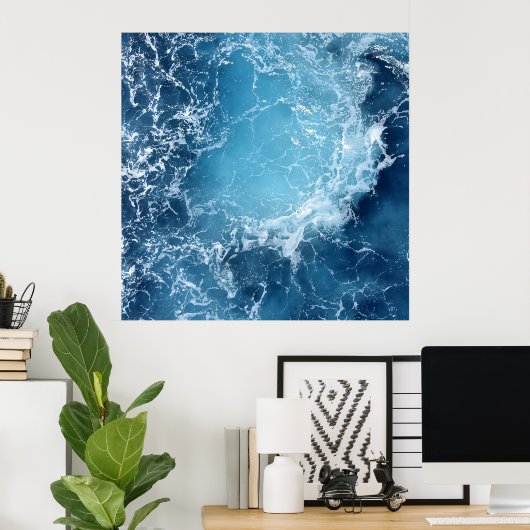 Deep Blue Ocean Waves Fotografie Poster (Thuiskantoor)